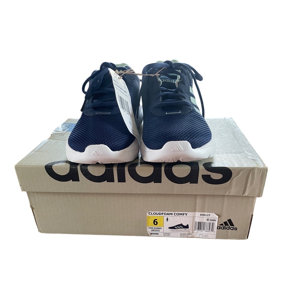 Adidas Cloudfoam Comfy Womens Running Shoes Dark Blue Mint IH6127 Size 6 NEW